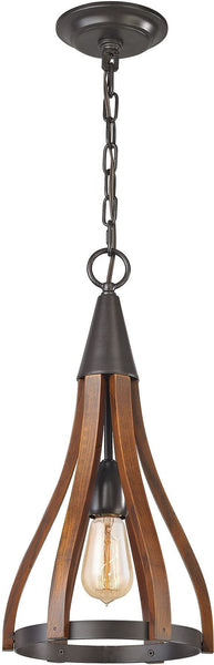 Wood Arches 1 Light Pendant In Oil Rubbed Bronze