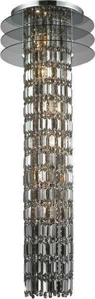 Zoey 6 Light Chandelier In Polished Chrome and Amber Teak Crystal