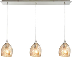 Niche 3 Light Pendant In Satin Nickel and Champagne Plated Glass