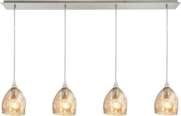 Niche 4 Light Pendant In Satin Nickel and Champagne Plated Glass