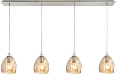Niche 4 Light Pendant In Satin Nickel and Champagne Plated Glass