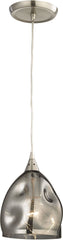 Niche 1 Light Pendant In Satin Nickel and Black Chrome Glass