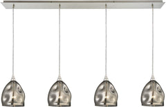 Niche 4 Light Pendant In Satin Nickel and Black Chrome Glass