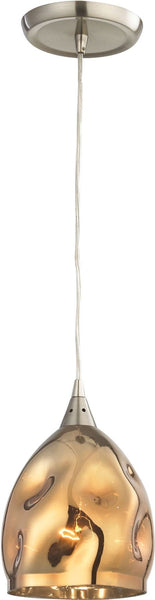 Niche 1 Light Pendant In Satin Nickel and Polished Gold Glass