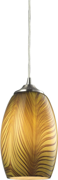 Tidewaters 1 Light Pendant In Satin Nickel and Seagrass