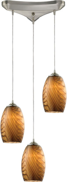Tidewaters 3 Light Pendant In Satin Nickel and Seagrass
