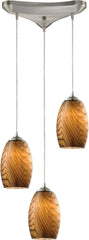 Tidewaters 3 Light Pendant In Satin Nickel and Seagrass