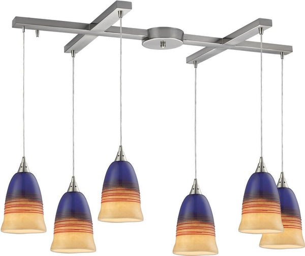 Canyon 6 Light Pendant In Satin Nickel