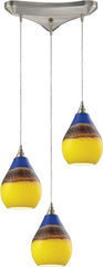 Dunes 3 Light Pendant In Satin Nickel and Sunscape Glass