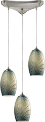Tidewaters 3 Light Pendant In Satin Nickel and Seafoam Glass