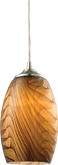 Tidewaters 1 Light Pendant In Satin Nickel and Amber Glass