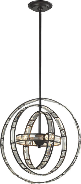 Crystal Orbs 3 Light Pendant In Oil Rubbed Bronze