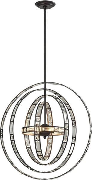 Crystal Orbs 6 Light Pendant In Oil Rubbed Bronze