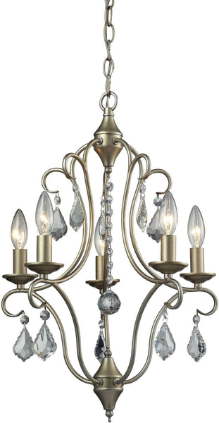 Chandette 5 Light Chandelier In Aged Silver