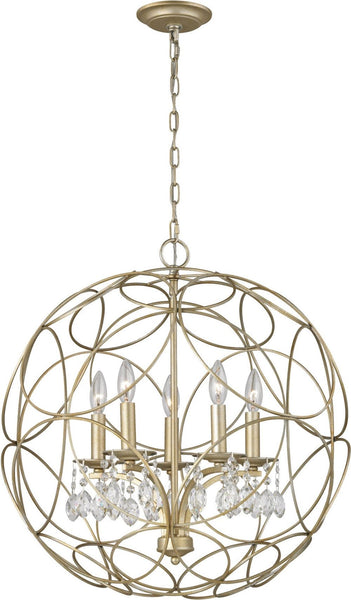 Chandette 5 Light Chandelier In Aged Silver