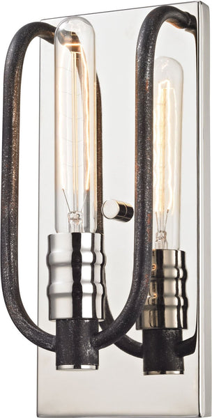 Continuum 1 Light Wall Sconce In Silvered Graphite With Polished Nickel Accents
