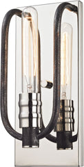 Continuum 1 Light Wall Sconce In Silvered Graphite With Polished Nickel Accents