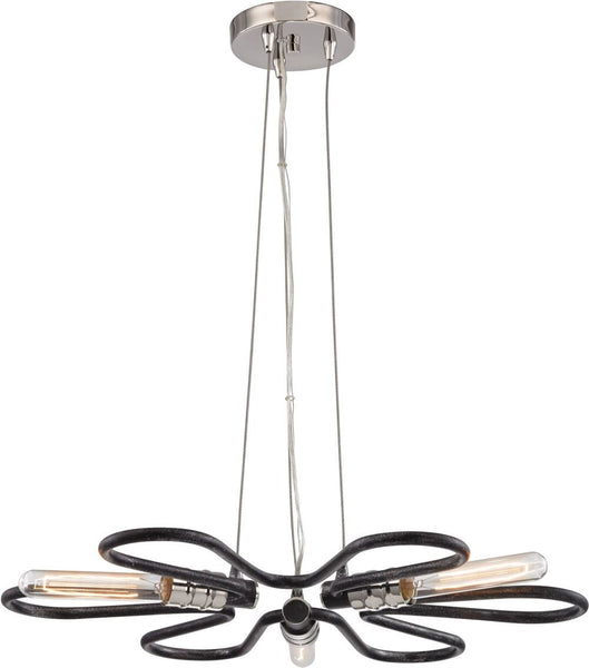 Continuum 3 Light Chandelier In Silvered Graphite With Polished Nickel Accents