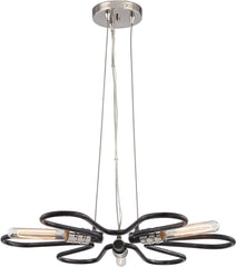 Continuum 3 Light Chandelier In Silvered Graphite With Polished Nickel Accents