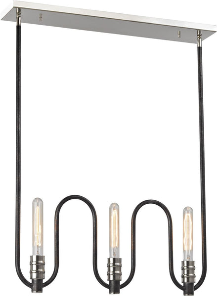 Continuum 6 Light Chandelier In Silvered Graphite With Polished Nickel Accents