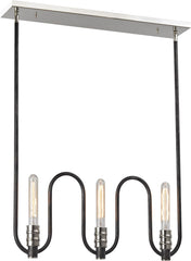 Continuum 6 Light Chandelier In Silvered Graphite With Polished Nickel Accents
