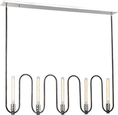 Continuum 5 Light Chandelier In Silvered Graphite With Polished Nickel Accents