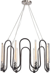 Continuum 8 Light Chandelier In Silvered Graphite With Polished Nickel Accents