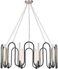 Continuum 10 Light Chandelier In Silvered Graphite With Polished Nickel Accents