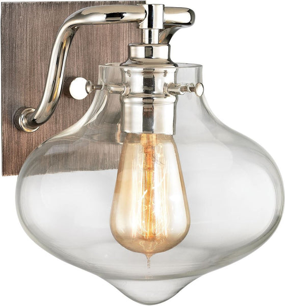 Kelsey 1 Light Vanity In Weathered Zinc With Polished Nickel Accents
