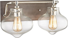 Kelsey 2 Light Vanity In Weathered Zinc With Polished Nickel Accents