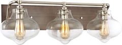 Kelsey 3 Light Vanity In Weathered Zinc With Polished Nickel Accents