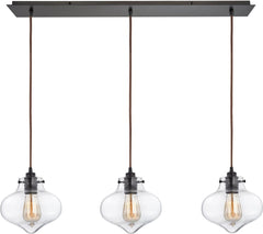 Kelsey 3 Light Pendant In Oil Rubbed Bronze and Clear Glass