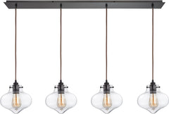 Kelsey 4 Light Pendant In Oil Rubbed Bronze and Clear Glass
