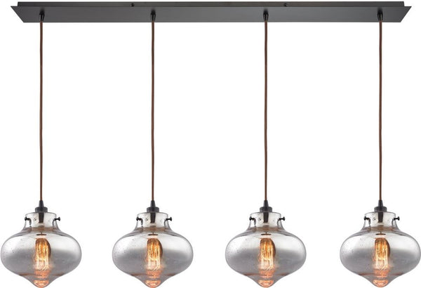 Kelsey 4 Light Pendant In Oil Rubbed Bronze and Mercury Glass
