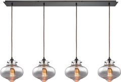 Kelsey 4 Light Pendant In Oil Rubbed Bronze and Mercury Glass