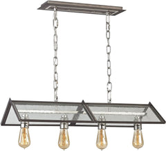 Ridgeview 4 Light Chandelier In Weathered Zinc With Polished Nickel Accents