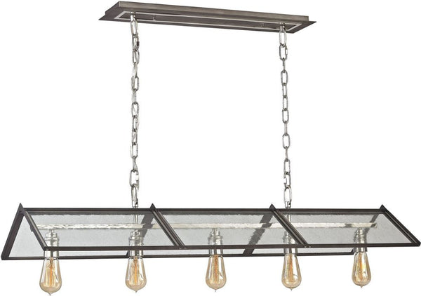 Ridgeview 5 Light Chandelier In Weathered Zinc With Polished Nickel Accents