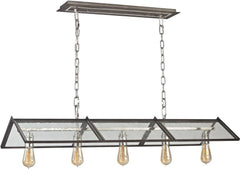 Ridgeview 5 Light Chandelier In Weathered Zinc With Polished Nickel Accents