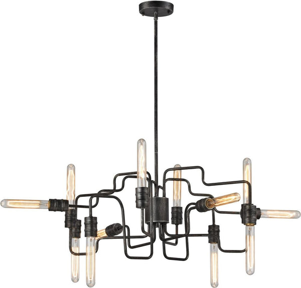 Transit 12 Light Chandelier In Silvered Graphite