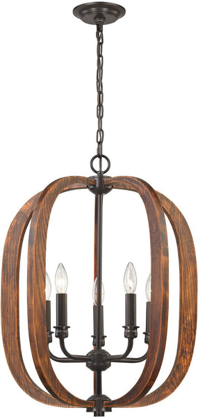 Wood Arches 5 Light Chandelier In Oil Rubbed Bronze