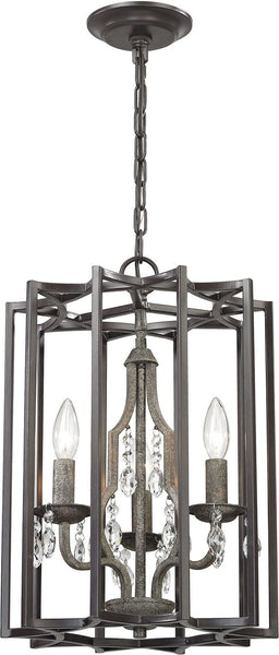 Belgique 3 Light Chandelier In Oil Rubbed Bronze and Malted Rust