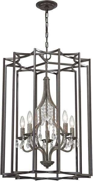 Belgique 5 Light Chandelier In Oil Rubbed Bronze and Malted Rust