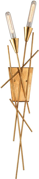 Sticks 2 Light Wall Sconce In Antique Gold Leaf