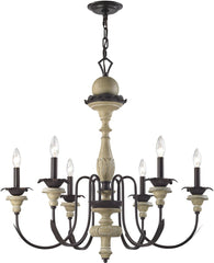 Channery Point 6 Light Chandelier In Aged Cream and Oil Rubbed Bronze