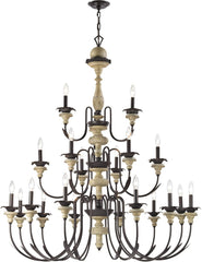 Channery Point 21 Light Chandelier In Aged Cream and Oil Rubbed Bronze