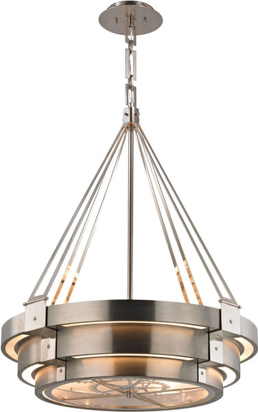 Chronology 8 Light Chandelier In Brushed Stainless With Polished Nickel Accents