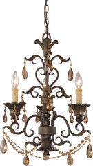 Rochelle 3 Light Chandelier In Weathered Mahogany and Amber Crystal