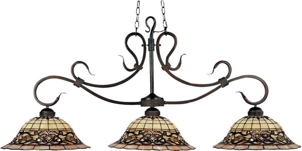 Tiffany Buckingham 3 Light Billiard In Vintage Antique