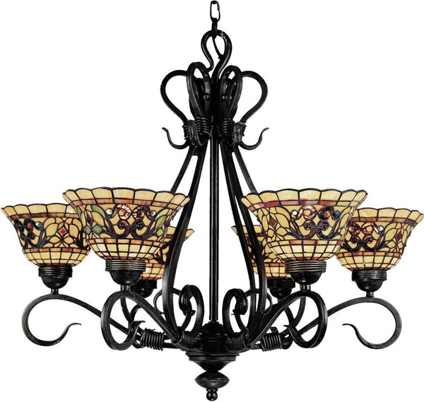 Tiffany Buckingham 6 Light Chandelier In Vintage Antique