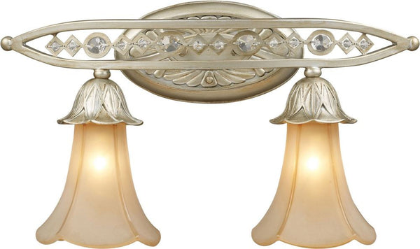Chelsea 2 Light Sconce In Aged Silver and Beige Frosted Glass
